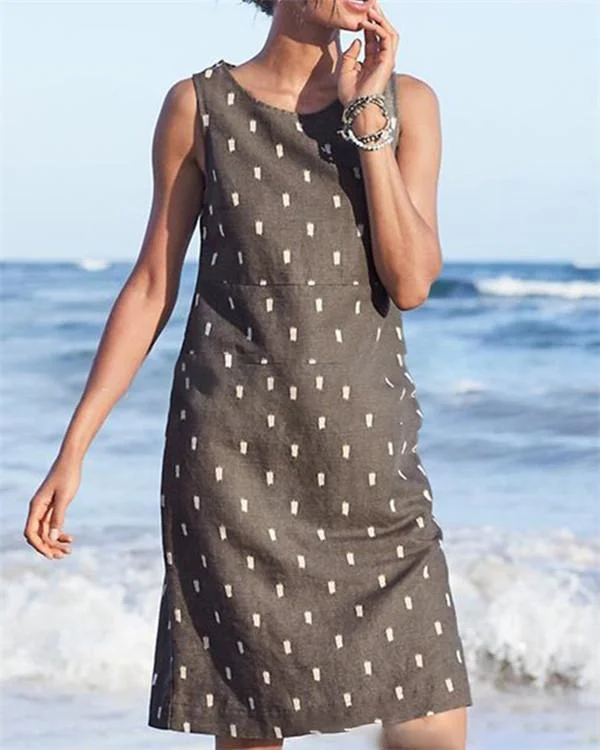 Sleeveless Printed Beach Holiday Daily Fashion Mini Dresses