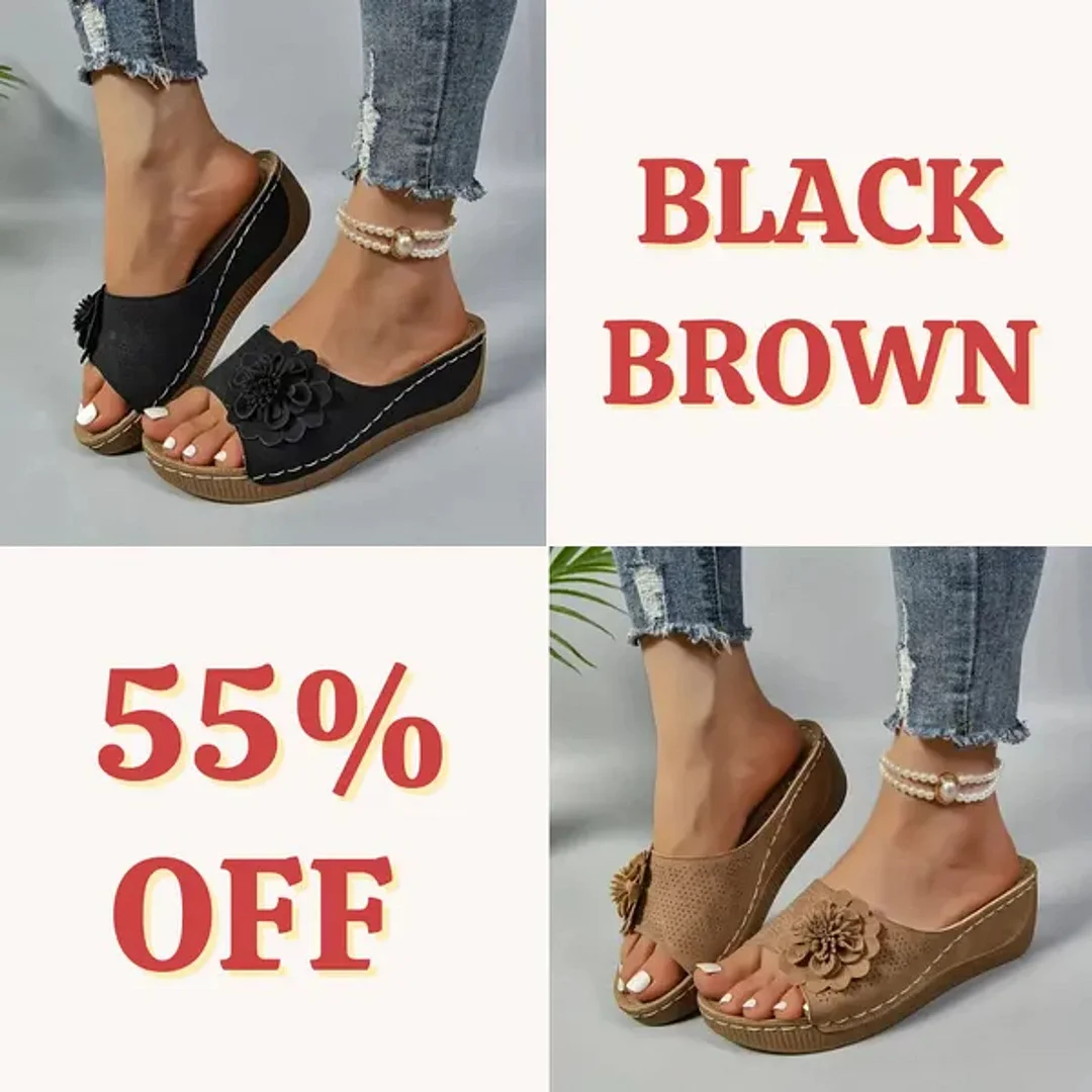 🚶&zwj;♀️💥Hottest today 70% OFF💥 Comfortable non-slip solid color open-toe wedge sandals for women