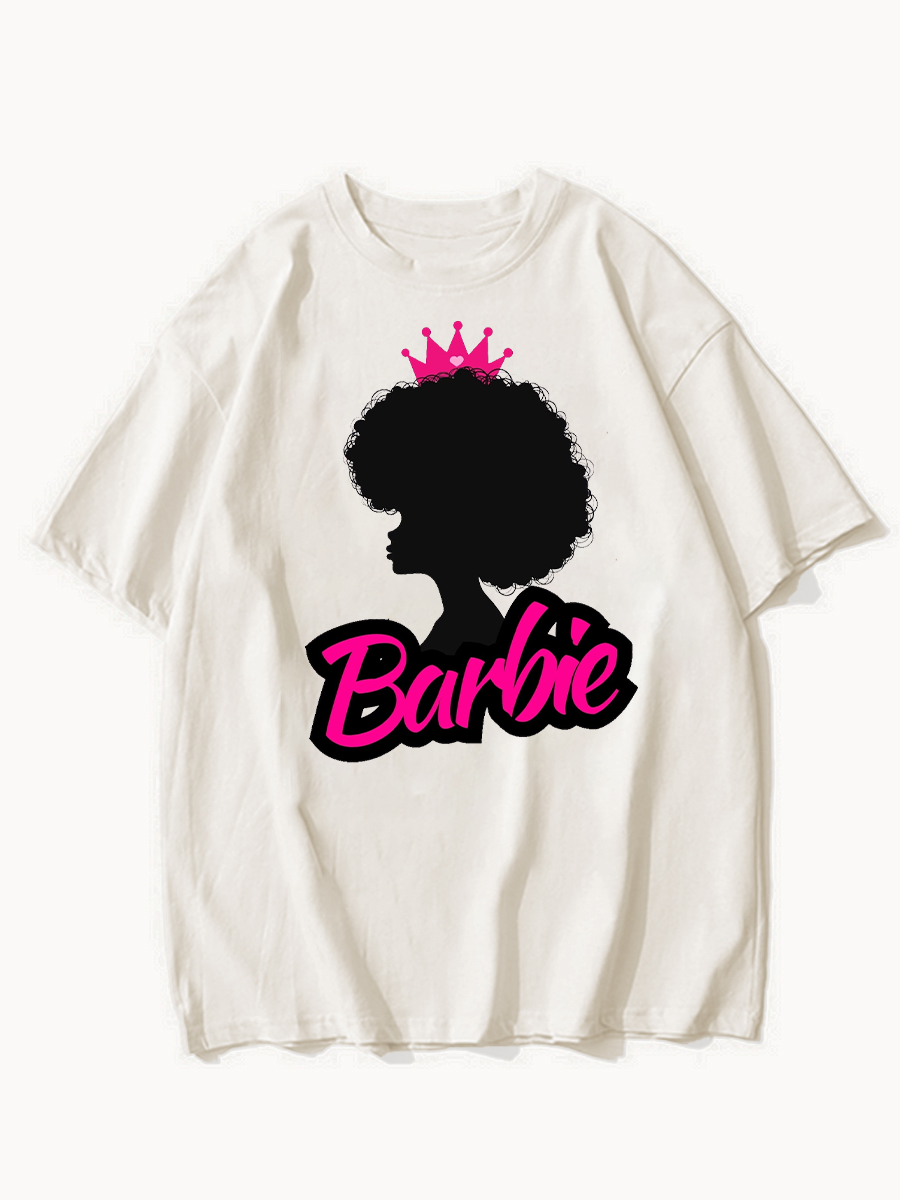 Oversized Black Barbie Curly T-shirt ctolen