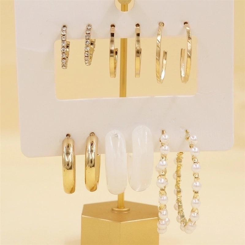 1 Set Minimalist Circle Heart Shape Butterfly Metal Plating Inlay Pearl Women’s Earrings