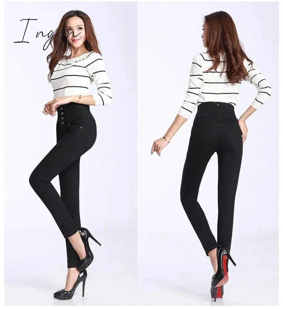 Ingvn - Fashion Women Denim Pants Elastic High Waist Skinny Stretch Jean Female Spring/Autumn Jeans