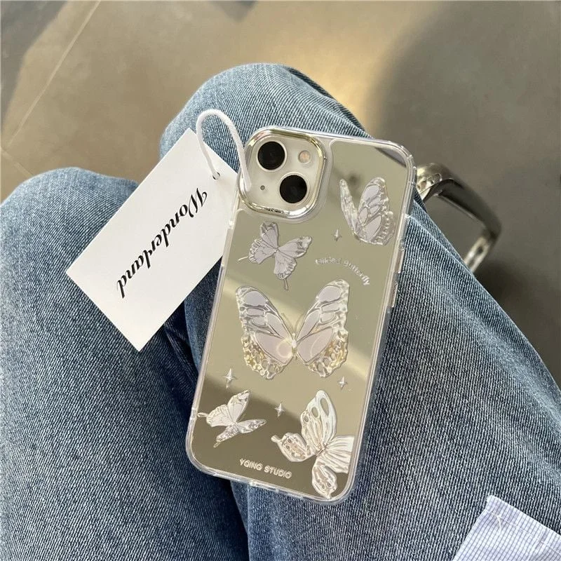 Electroplating Mirror Butterfly Case Cover For iPhone