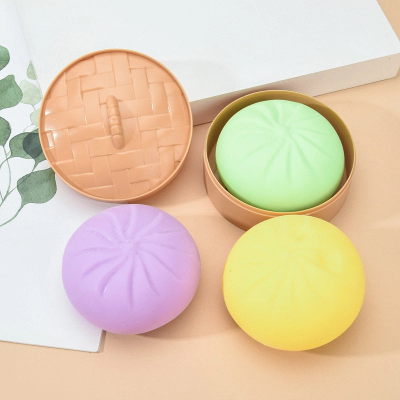 New Simulation Steamed Stuffed Bun Vent Color Steamed Stuffed Bun With Cage New Strange Decompression Steamed Stuffed Bun Toy Direct