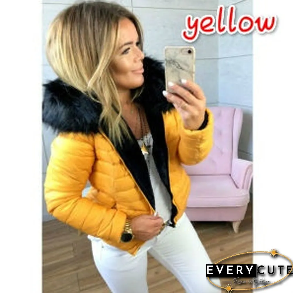 New Fashion Women Long Sleeve Faux  Fur Hooded Winter Coat Casual Vintage Lady Thick Warm Padded Faux Fur Coat Outwear Jackets Plus Size S-3XL