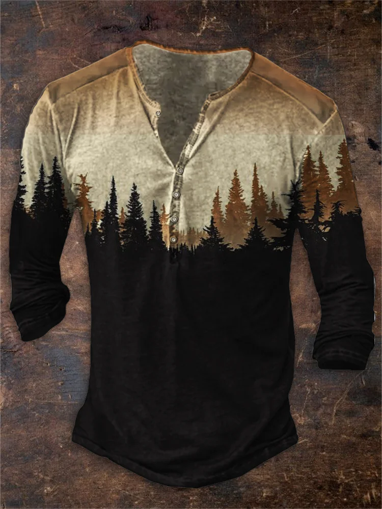 Dark Forest Contrast Button Up T Shirt