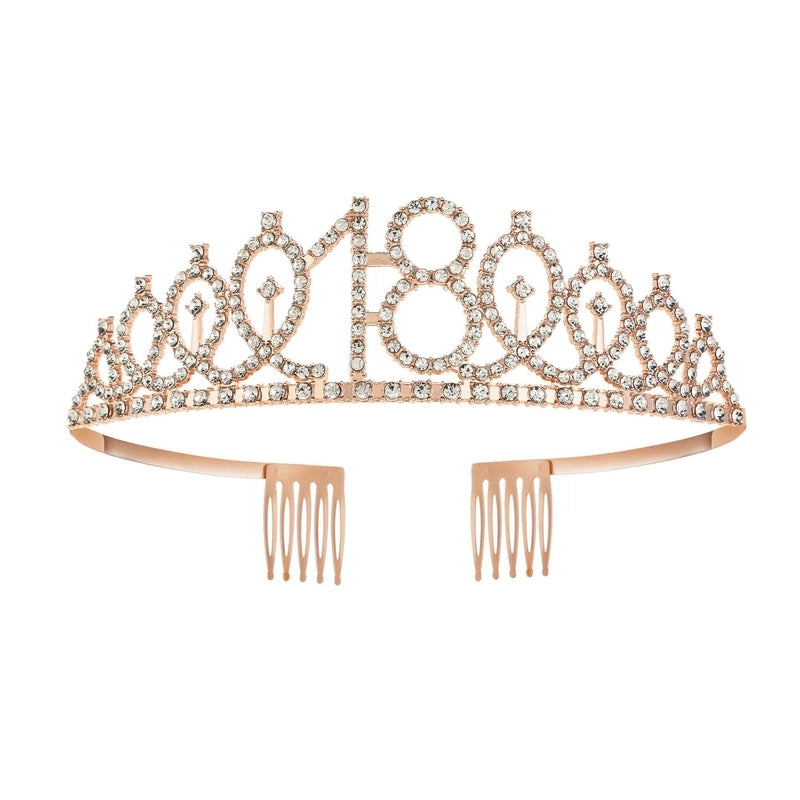 Women’s IG Style Shiny Number Crown Alloy Hollow Out Inlay Rhinestones Crown