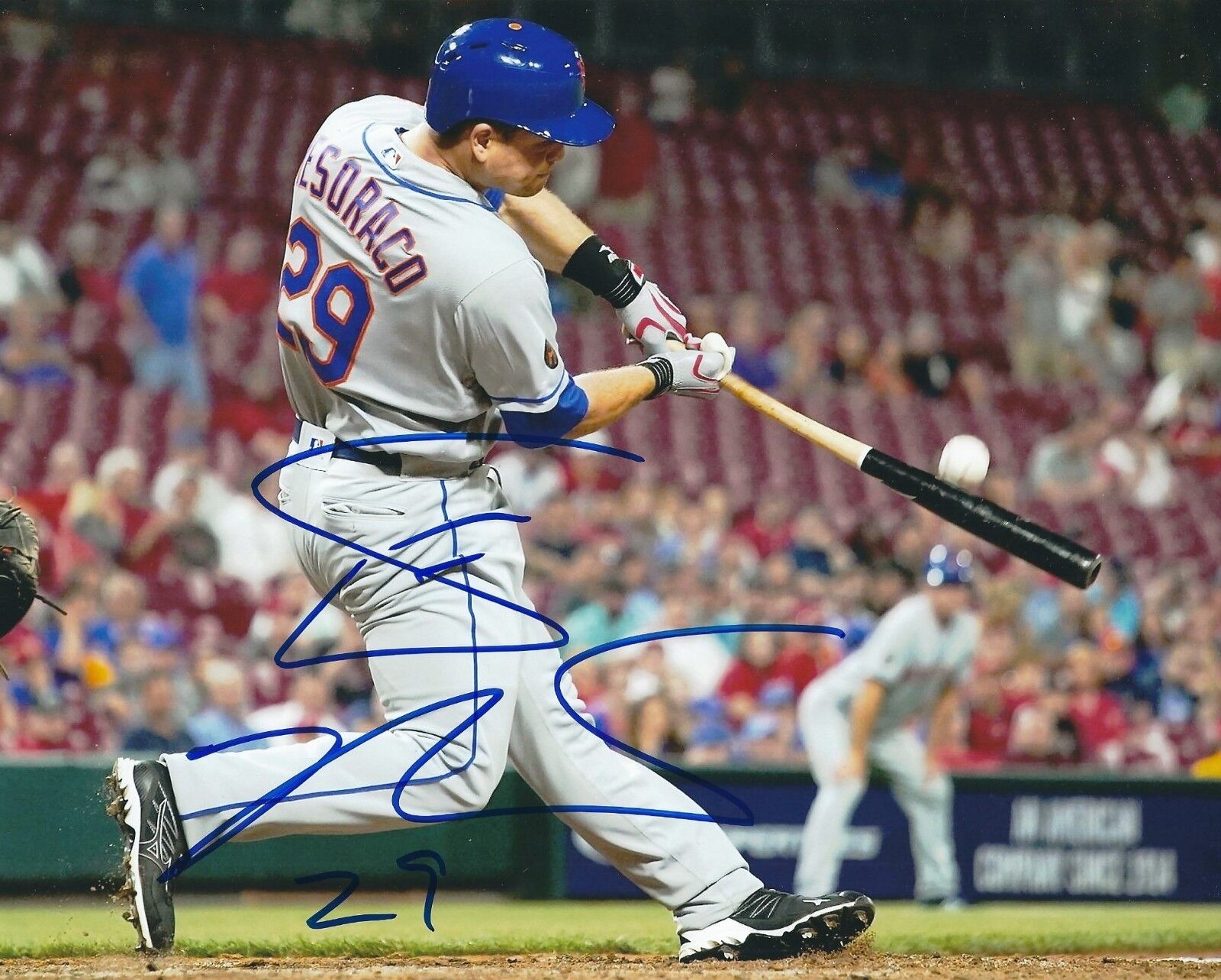 Signed 8x10 DEVIN MESORACO New York Mets Autographed Photo Poster painting - COA