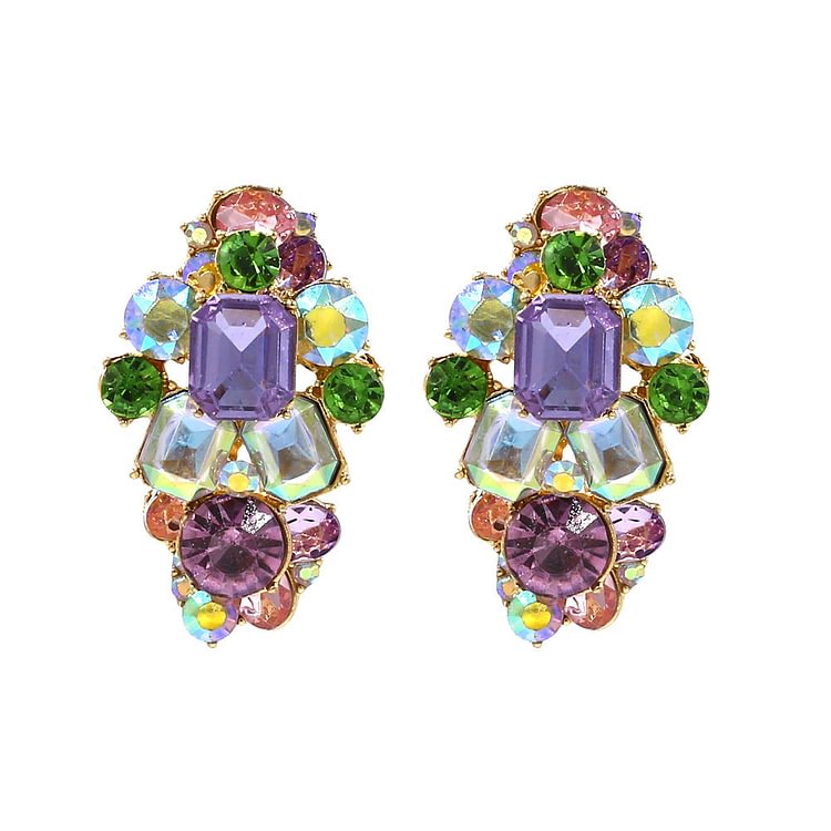 Flaxmaker Geometric Colored Crystal Earrings