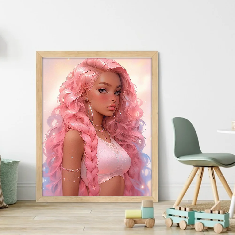 11CT Full Stamped Cross Stitch - Girl(Canvas|50*50CM)