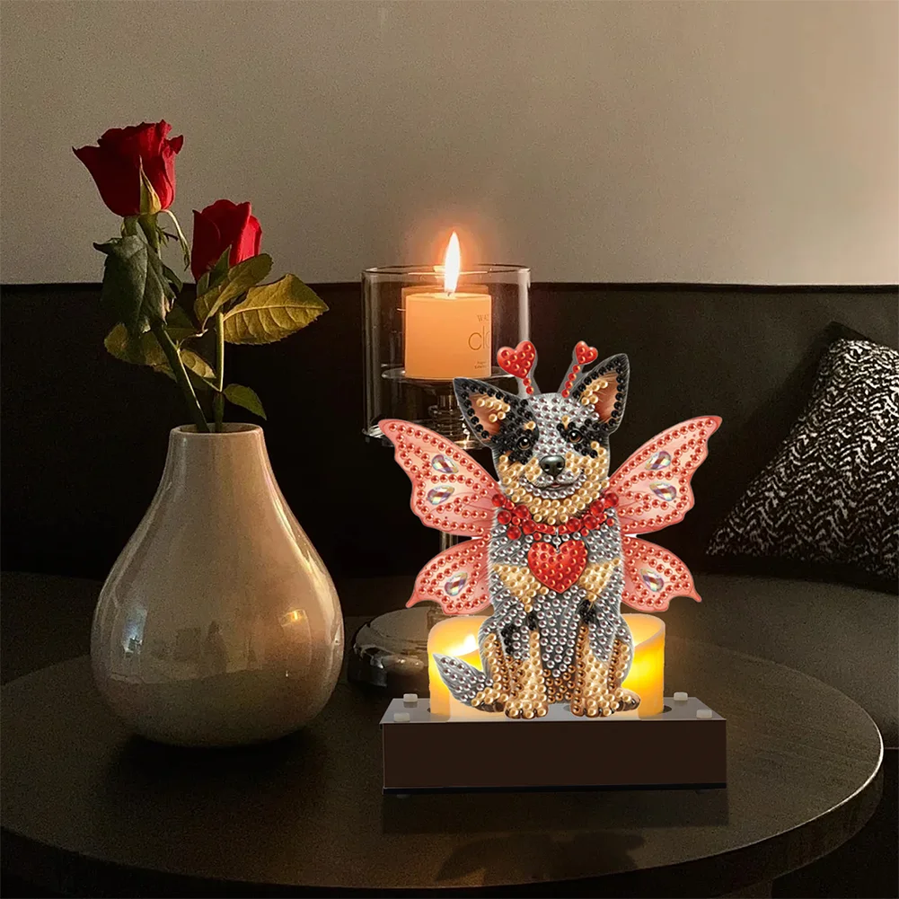 DIY Butterfly Dog Diamond Painting Candle Holder Ornaments Aromatherapy Candle Holder