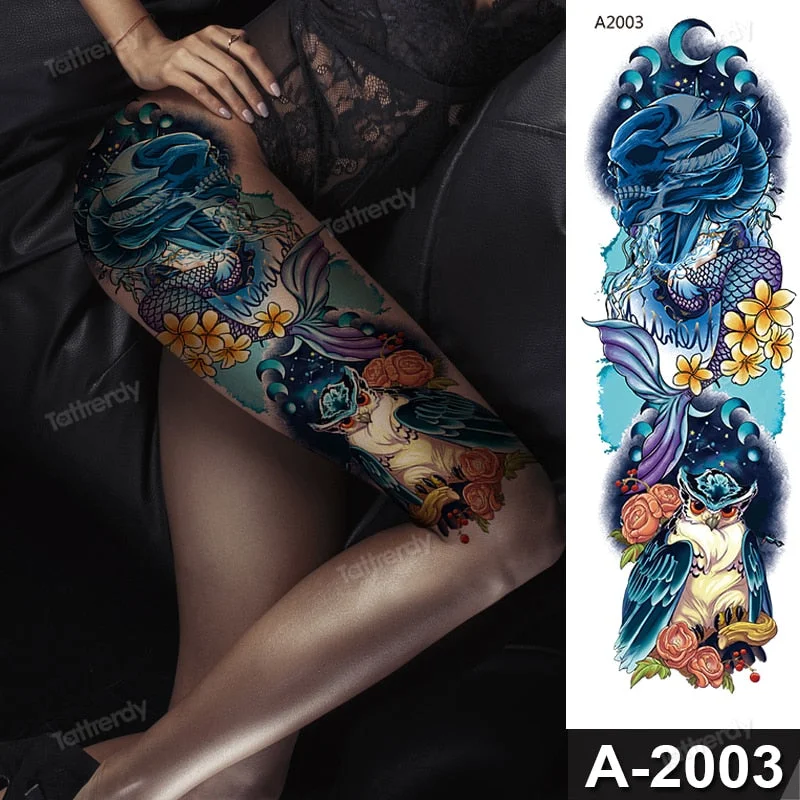 temporary tattoo women custom peony lotus fish tattoo body leg thigh full arm sleeve tattoo stickers sexy waterproof big size