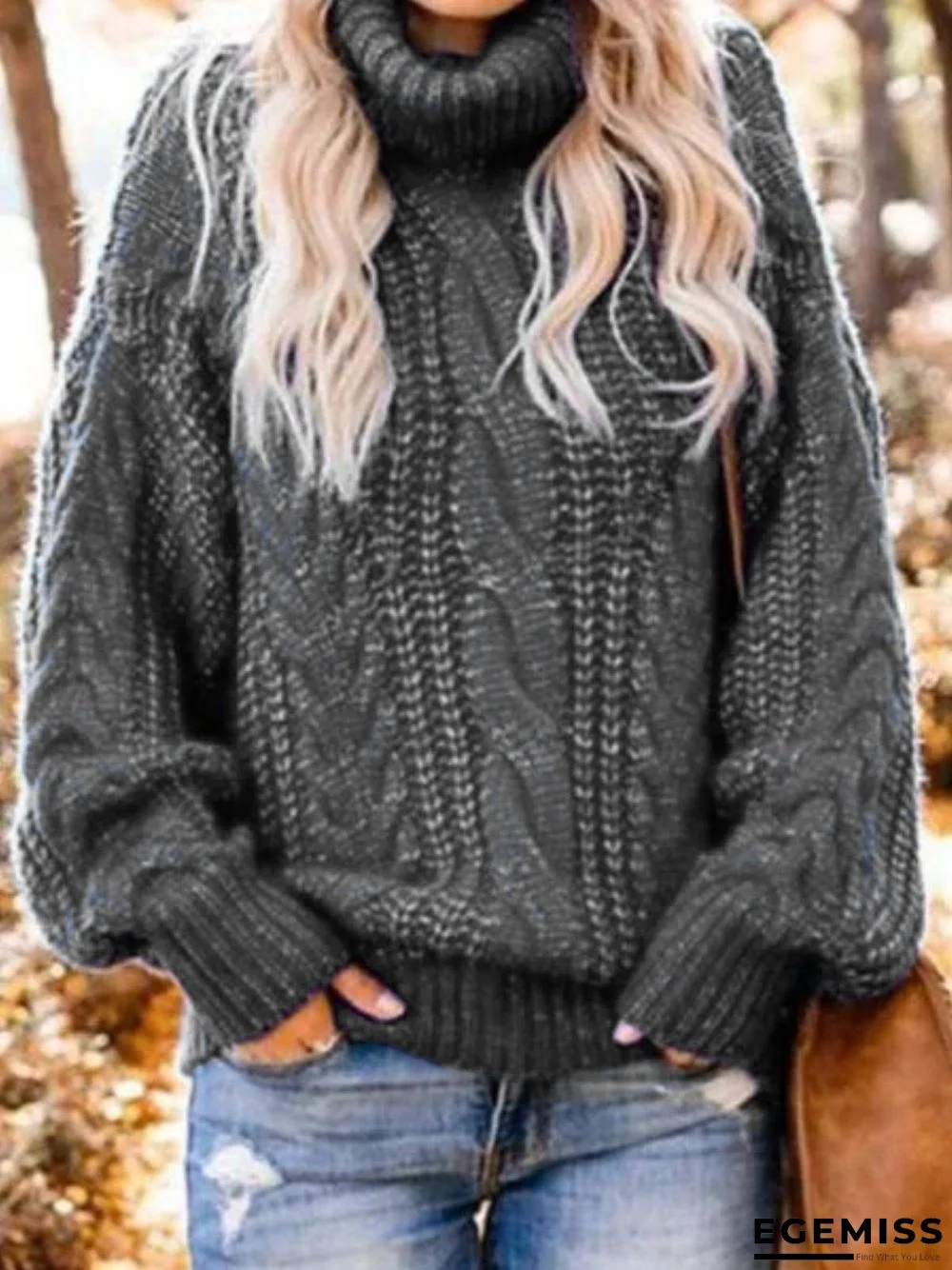 Casual Plus Size Cowl Neck Sweater Pullover | EGEMISS