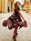 Beautiful Bohemia Floral-Print Cap Sleeve Deep V Neck Elastic Waist Maxi Dress