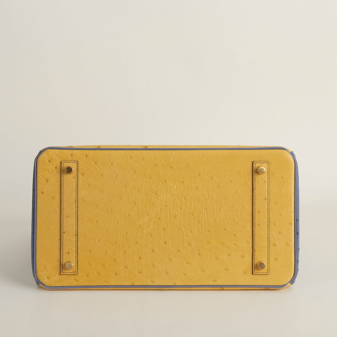 Birkin 35cm Ostrich 9D Jaune amber/82 gris agate GHW