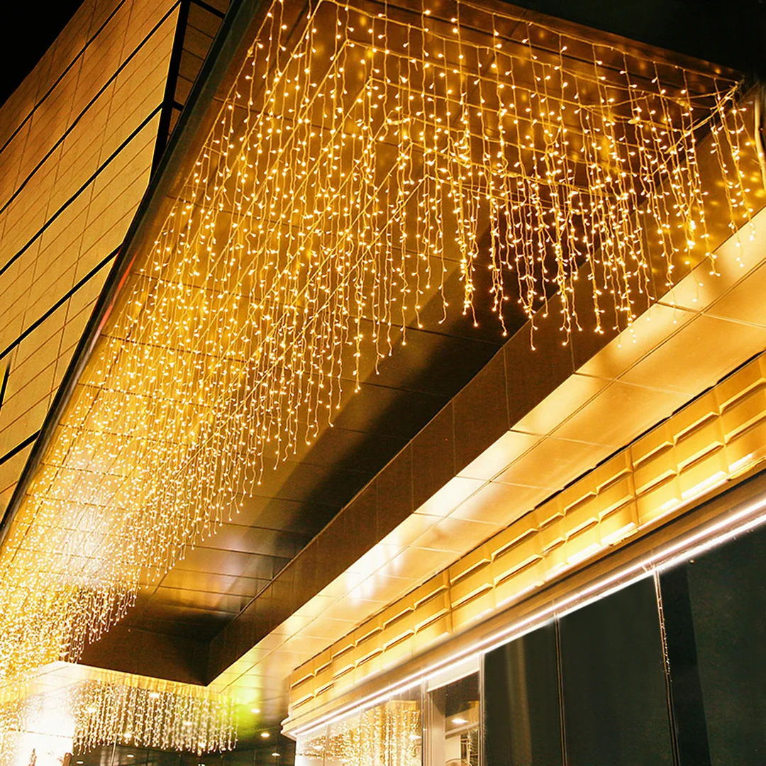 110V US Plug ED Curtain Icicle String lights Christmas Garland Xmas Garden Street Outdoor Decorative Lighting
