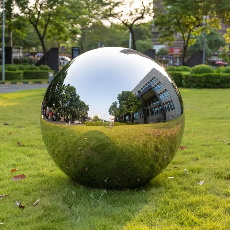 MaoPing Modern outdoor garden art large stainless steel hollow mirror ball
