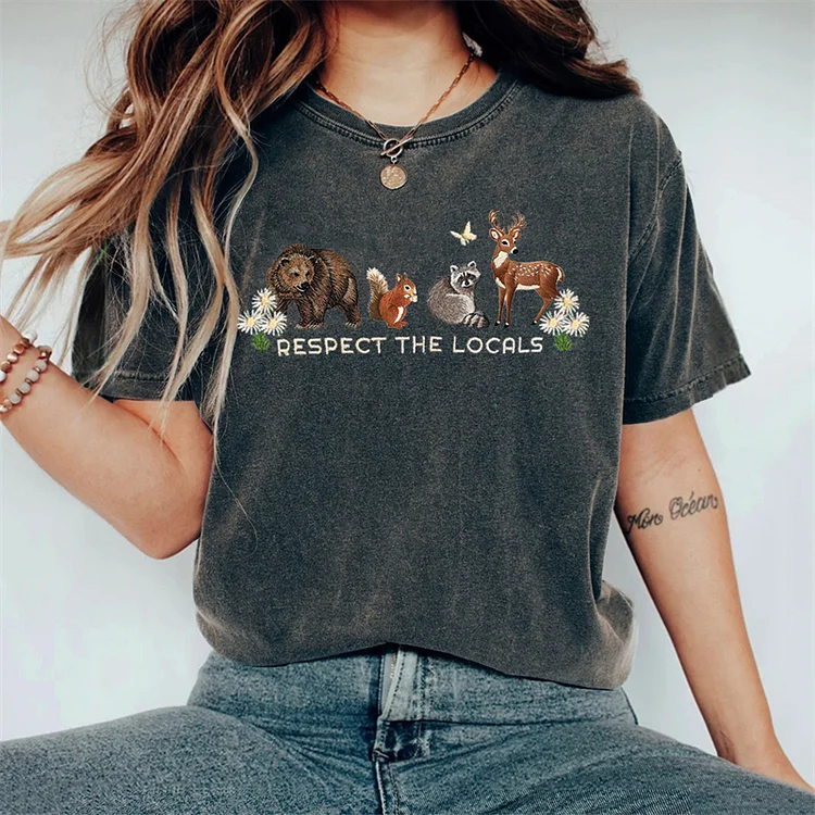 Simpfit Respect The Locals Nationalpark Besticktes Vintage Washed T-Shirt