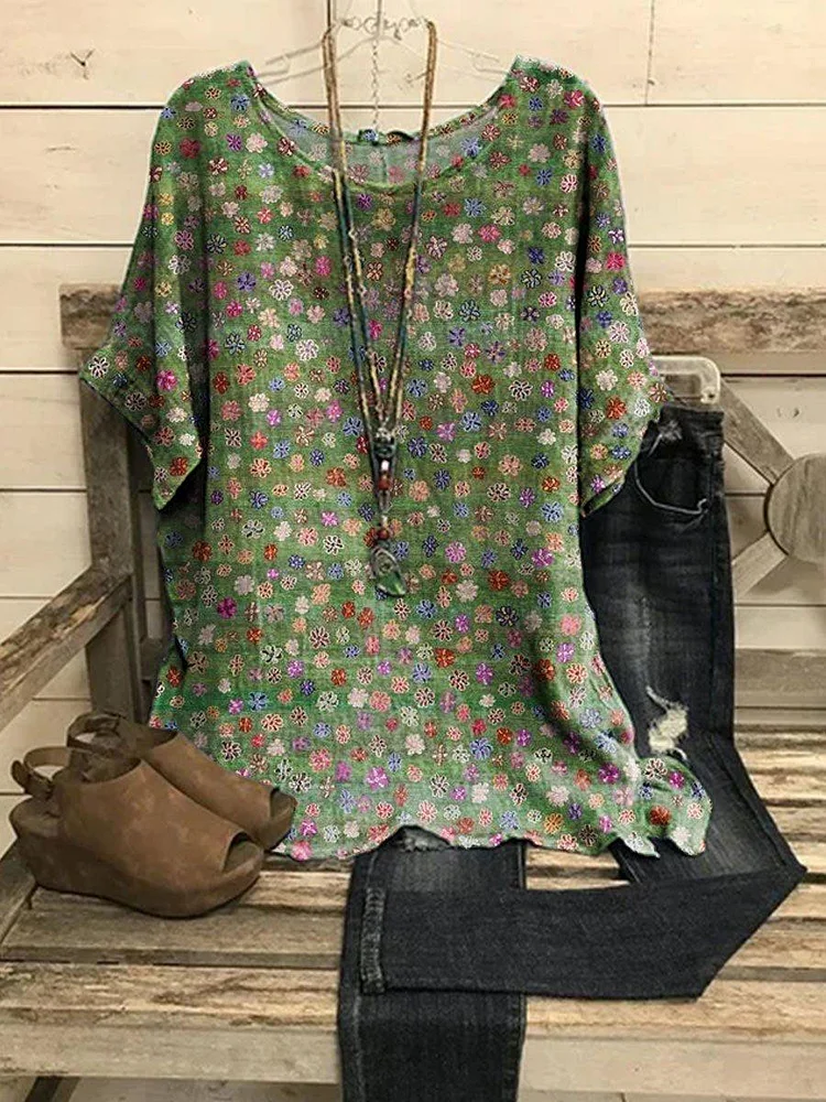Women's Vintage Flower Casual Top