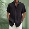 Gioiacombo&trade; Camicia da uomo manica corta in cotone e lino estate 2023