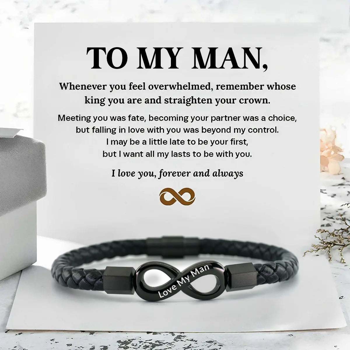 Unique Gift Love My Man - I Love You Forever And Always - Infinity Leather Bracelet