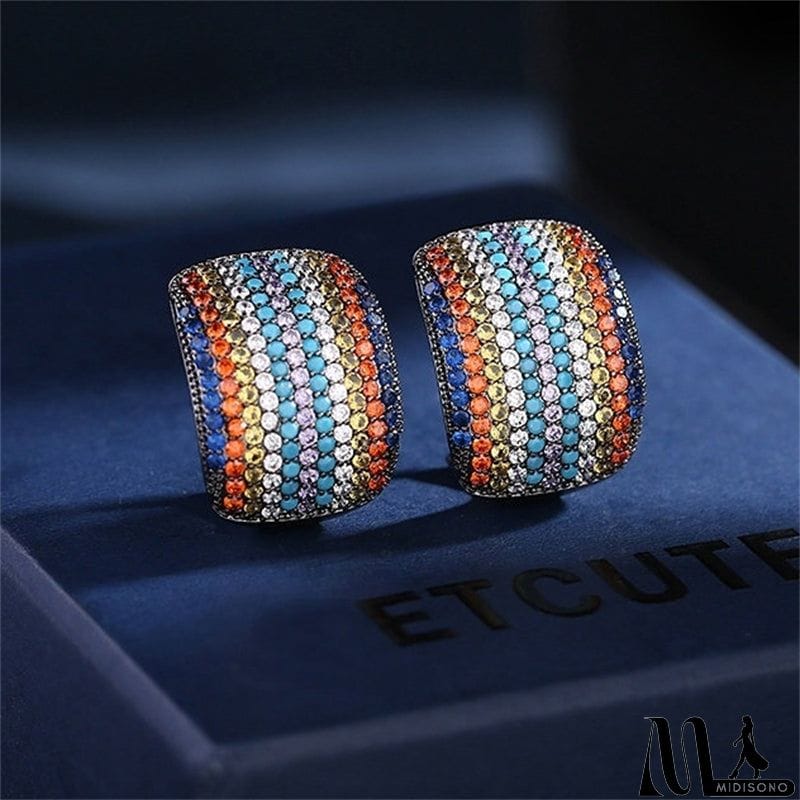 MidiSono - Women's Colorful Graceful Retro Clasp Anti Lost Earrings