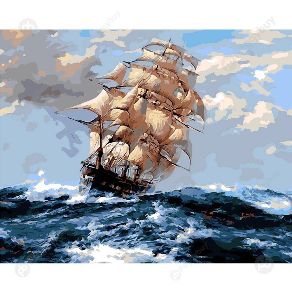 

40*50CM Paint By Numbers-Sailboat At Sea, 501 Original