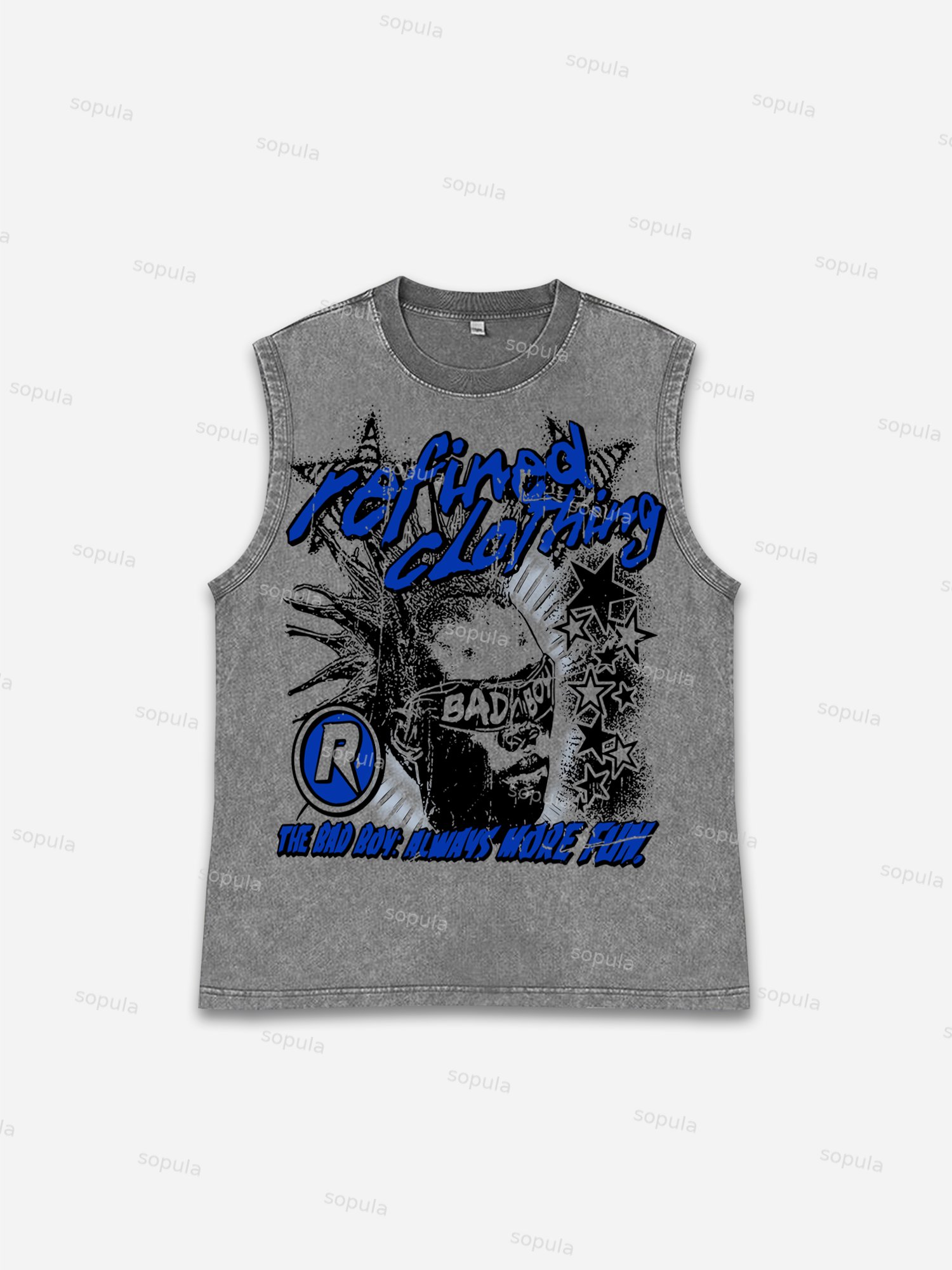 Personalized Portrait Pattern Wash Sleeveless Tank Top - Sopula｜Premium Graphic Tees & Graphic Clothing