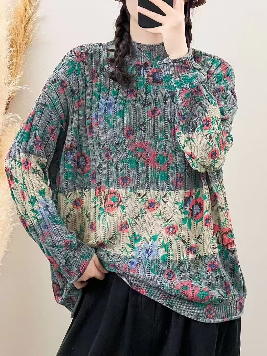 Chicfifth Sweater Women Winter Long Sleeve High Quality Autumn Vintage Top Knitted Cardigan