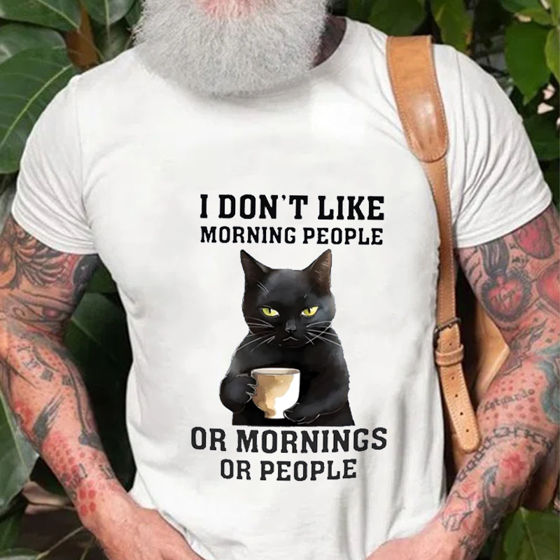 Men’s Cat Drinking Coffee T-Shirt ctolen