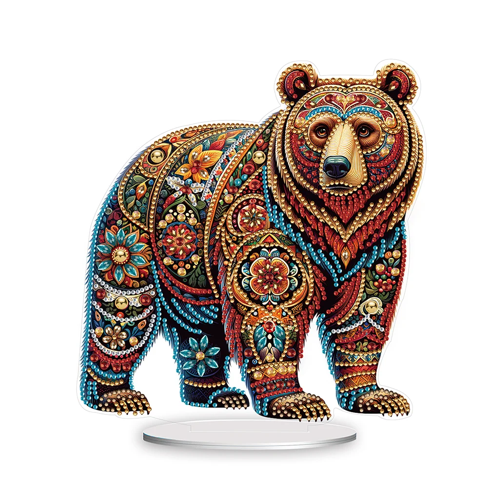 DIY Gorgeous Bear Diamond Painting Acrylic Desktop Ornaments Kit for Office Desktop Decor
