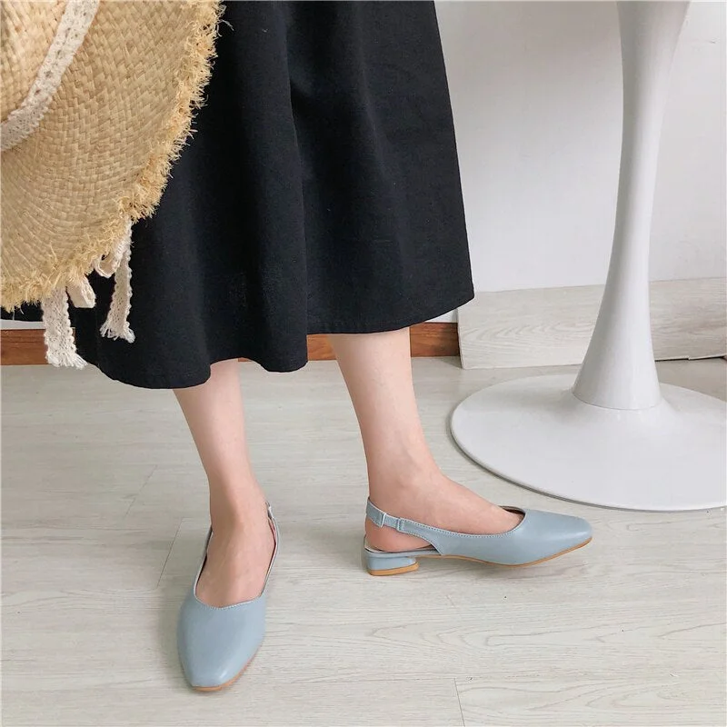 Summer Women's Solid Sandals Covered Toe Casual Sandals Female Flat Buckle Slides Women Shoes sandalia feminina