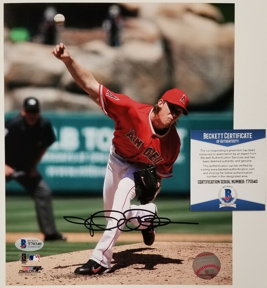 Jered Weaver autograph Los Angeles Angels signed 8x10 Photo Poster painting ~ Beckett BAS COA