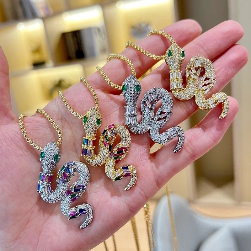 ALLOY Alloy Jewelry Copper Alloy  Snake Moissanite NECKLACES Pendant Necklaces