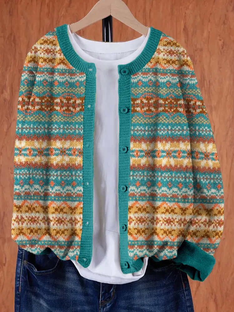 Vintage Scottish Fairisle Knit Pattern Cozy Cardigan