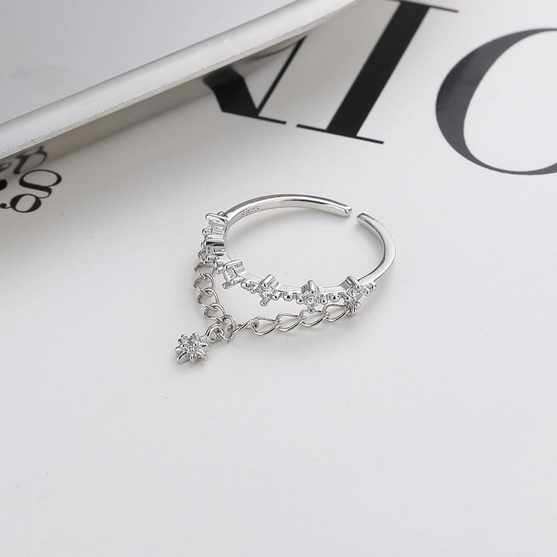 Minimalist Star Copper Inlay Zircon Charm Ring