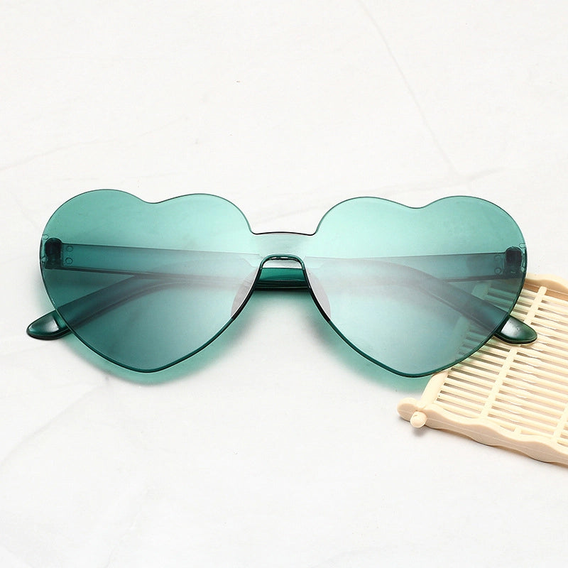 Transparent Jelly Color Love Sunglasses Men’s And Women’s Peach Heart Sunglasses Heart-shaped Conjoined Love Sunglasses