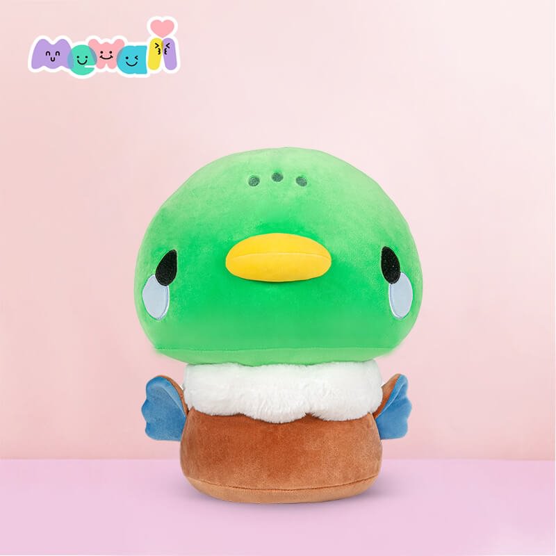 Mewaii Famille Champignon Canard Vert Animal en Peluche Kawaii Oreiller en peluche Jouet à écraser