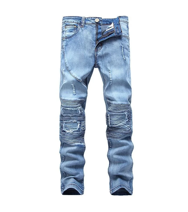 High Street Men Cotton Zipper Design Slim Fit Jeans