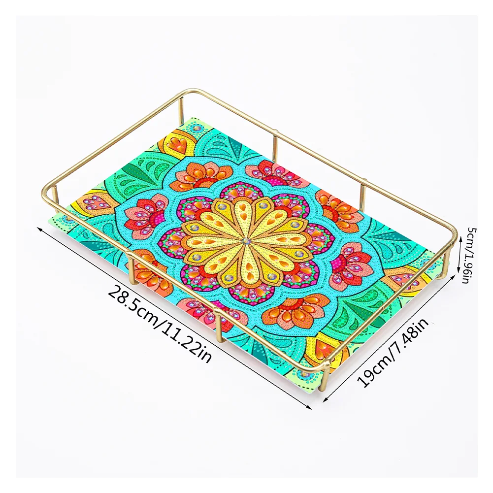 DIY Mandala Pattern Acrylic Special Shaped 5D Diamond Painting Tray Art Craft Decor(28*19*5cm)