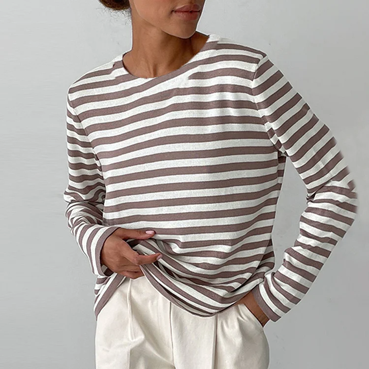 Stripes Printed Casual Long Sleeve T-Shirt