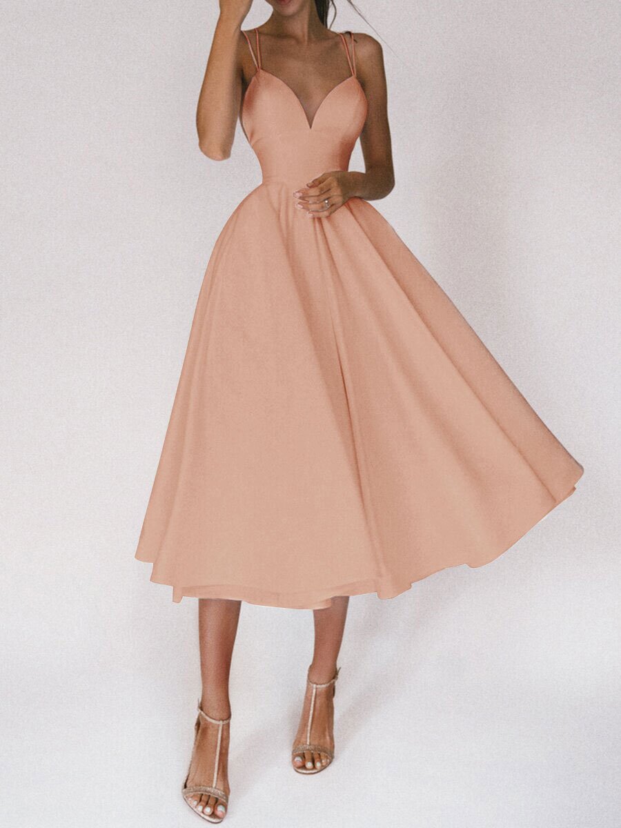 Mature Women Sexy V-neck Suspender Dress Summer Elegant A-Line Long Dresses