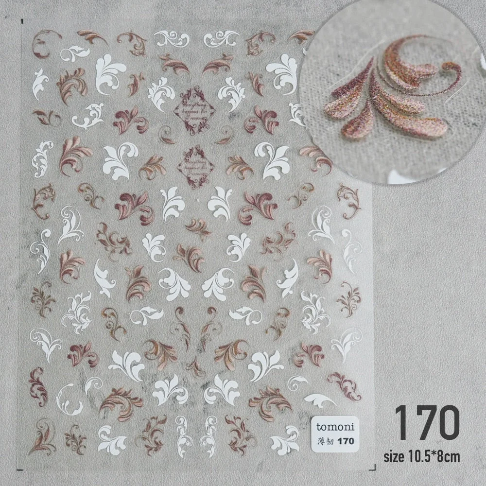 Beautizon 2021 New 3D Engraved Nail Stickers Checked pattern high quality Sticker Empaistic Butterfly Sticker