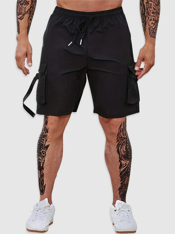 Men's loose-fit straight-leg drawstring shorts