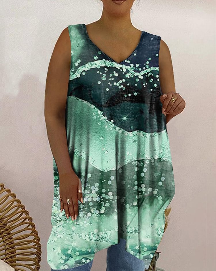 V-Neck Casual Print Women's Top Vest