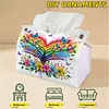 Rainbow Butterfly Tree Diamond Painting Tissue Box Cover DIY Desk Organizer
