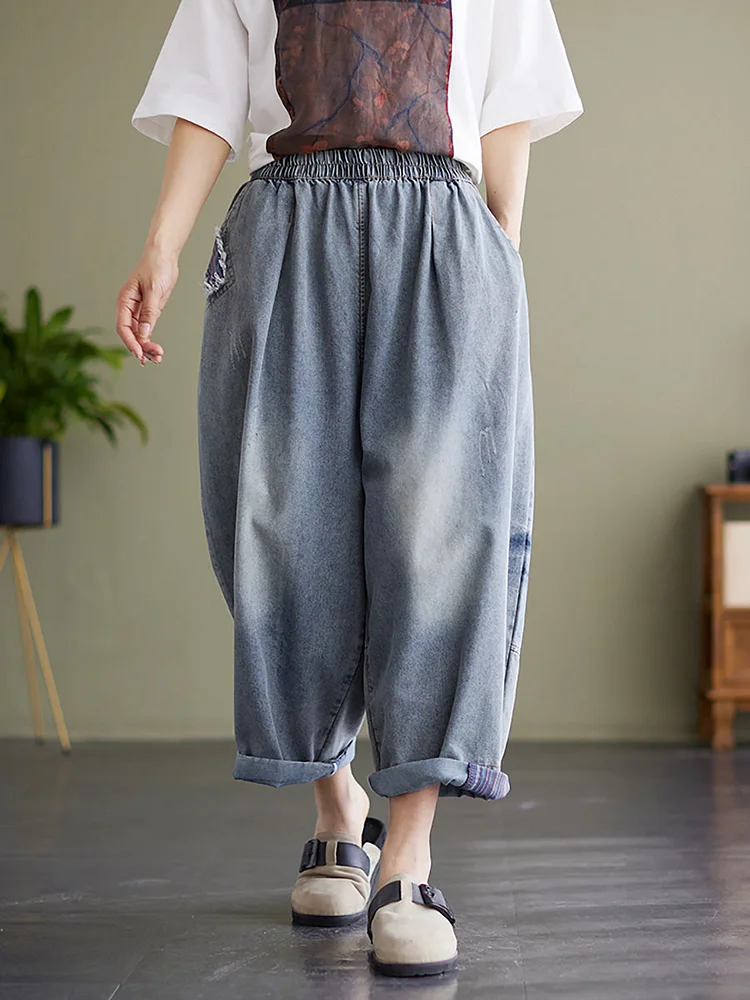 Summer Women Denim Casual Wide Leg Jeans