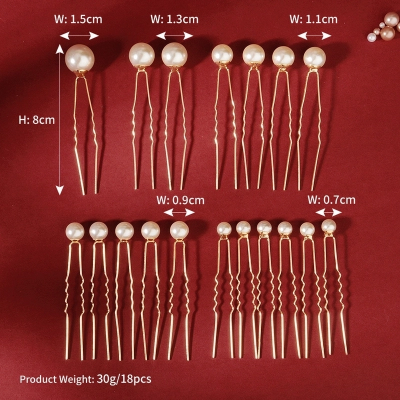18 Hairpin Set Size Mix And Match Pearl U-shaped Pin Jewelry Daily Ball Head Hairpin