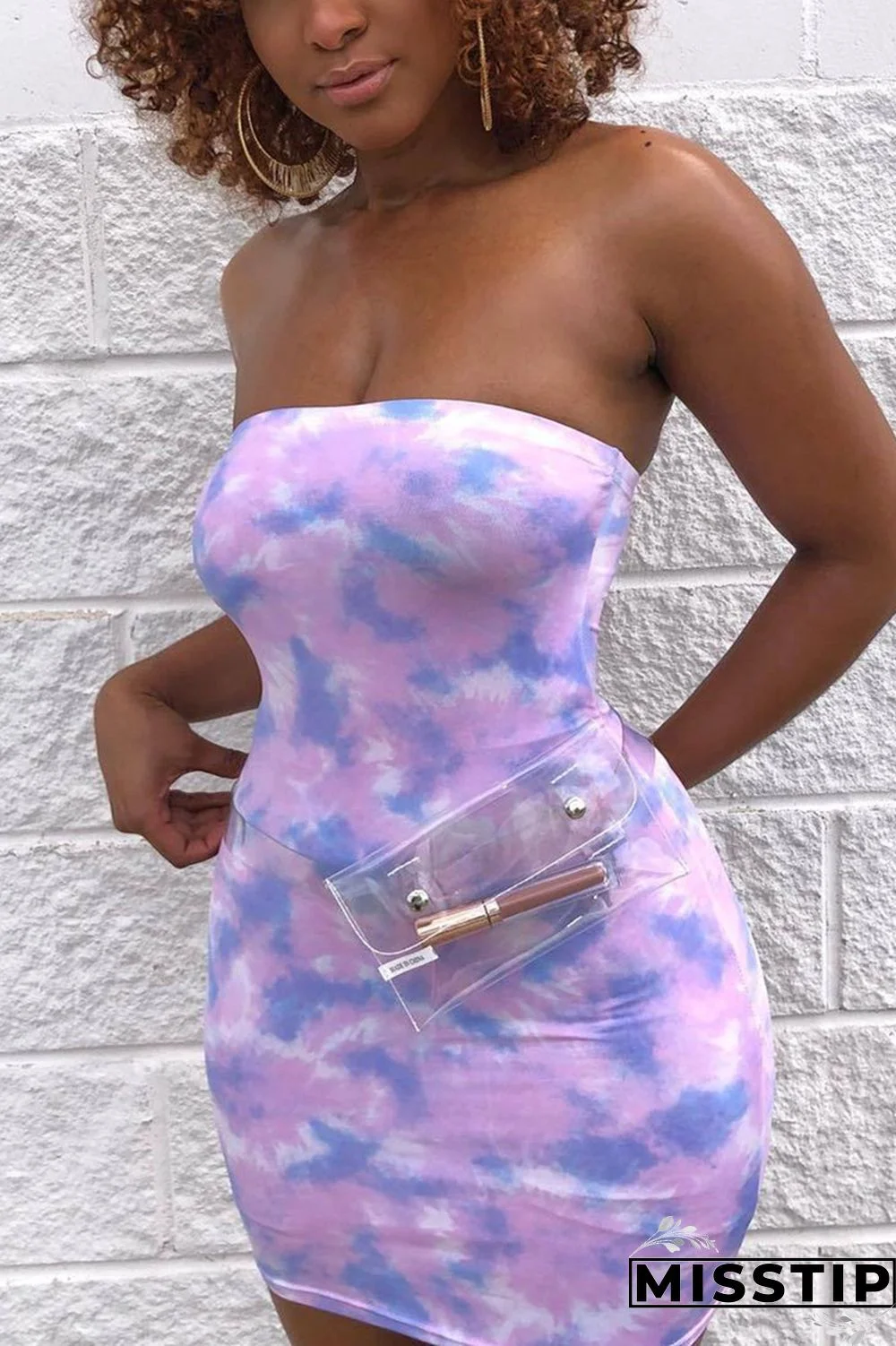 Pink Sexy Off Shoulder Print Sleeveless Dress