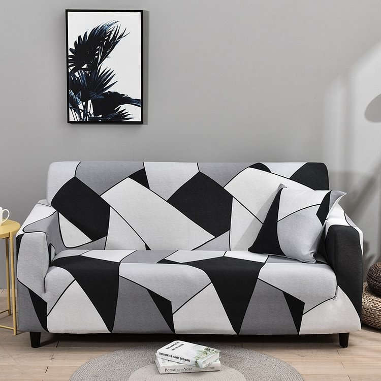 SOFA COVER-BLACK AND WHITE GRAY