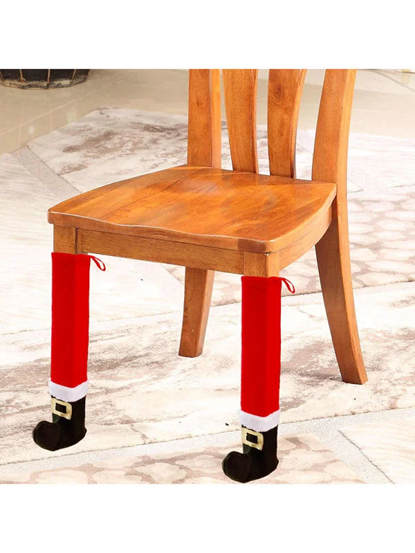 4 Pcs Christmas Table And Chair Leg Covers Holiday Decoration-elleschic